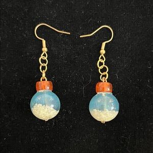 Elegant Gold and Blue Dangle Earrings